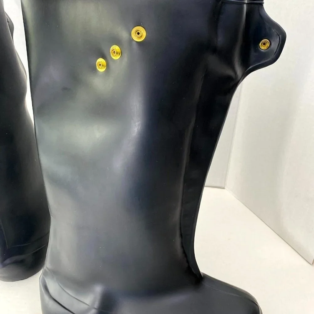 Waterproof Boot Covers Men's Size‎ 8 Black Snap Button Round Toe Knee High Rain